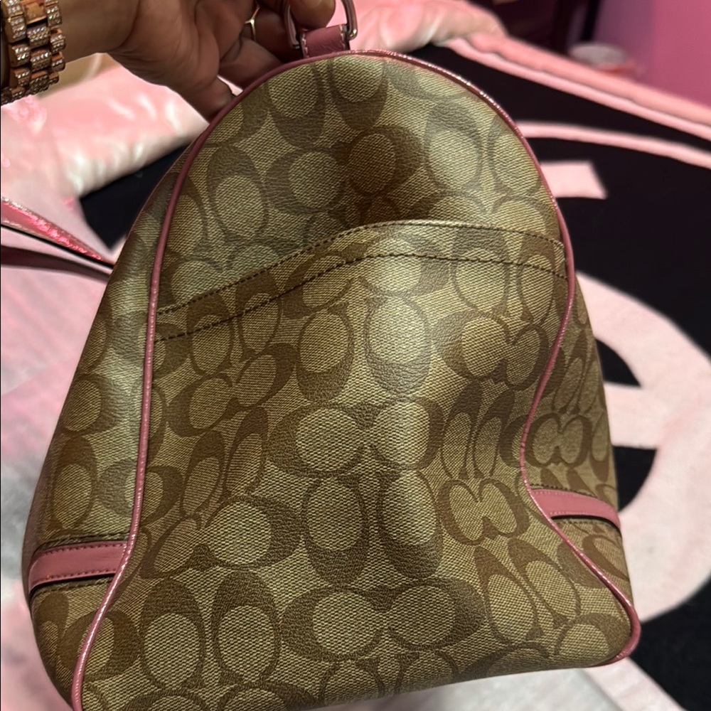 Coach Signature Brown and Pink Tote Bag - Picture 5 of 17